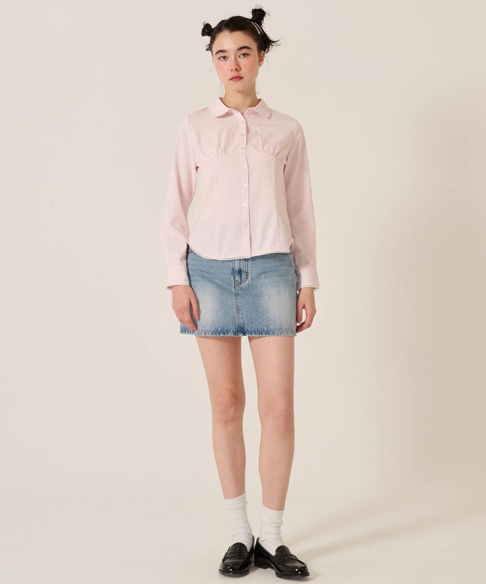 ブラウス/トップス/シャツ/ウエストシェイプ 丸襟 ブラウス TINA：JOJUN