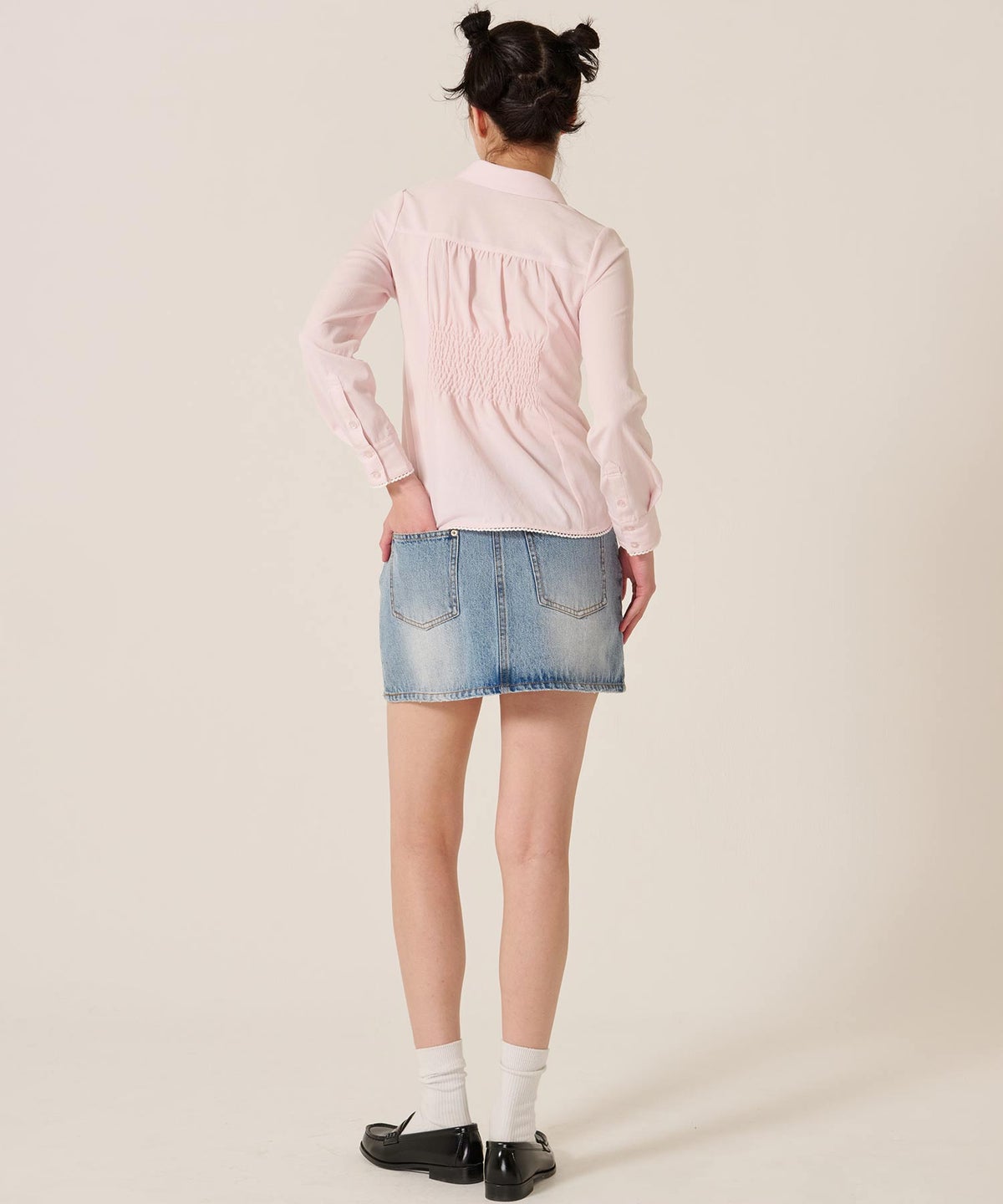 ブラウス/トップス/シャツ/ウエストシェイプ 丸襟 ブラウス TINA：JOJUN