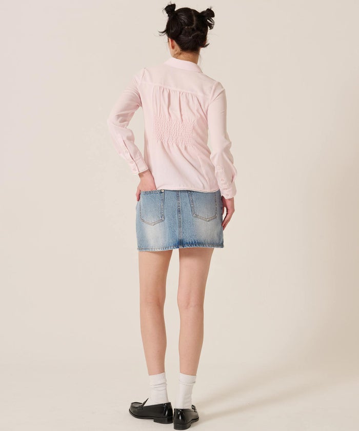 ブラウス/トップス/シャツ/ウエストシェイプ 丸襟 ブラウス TINA：JOJUN