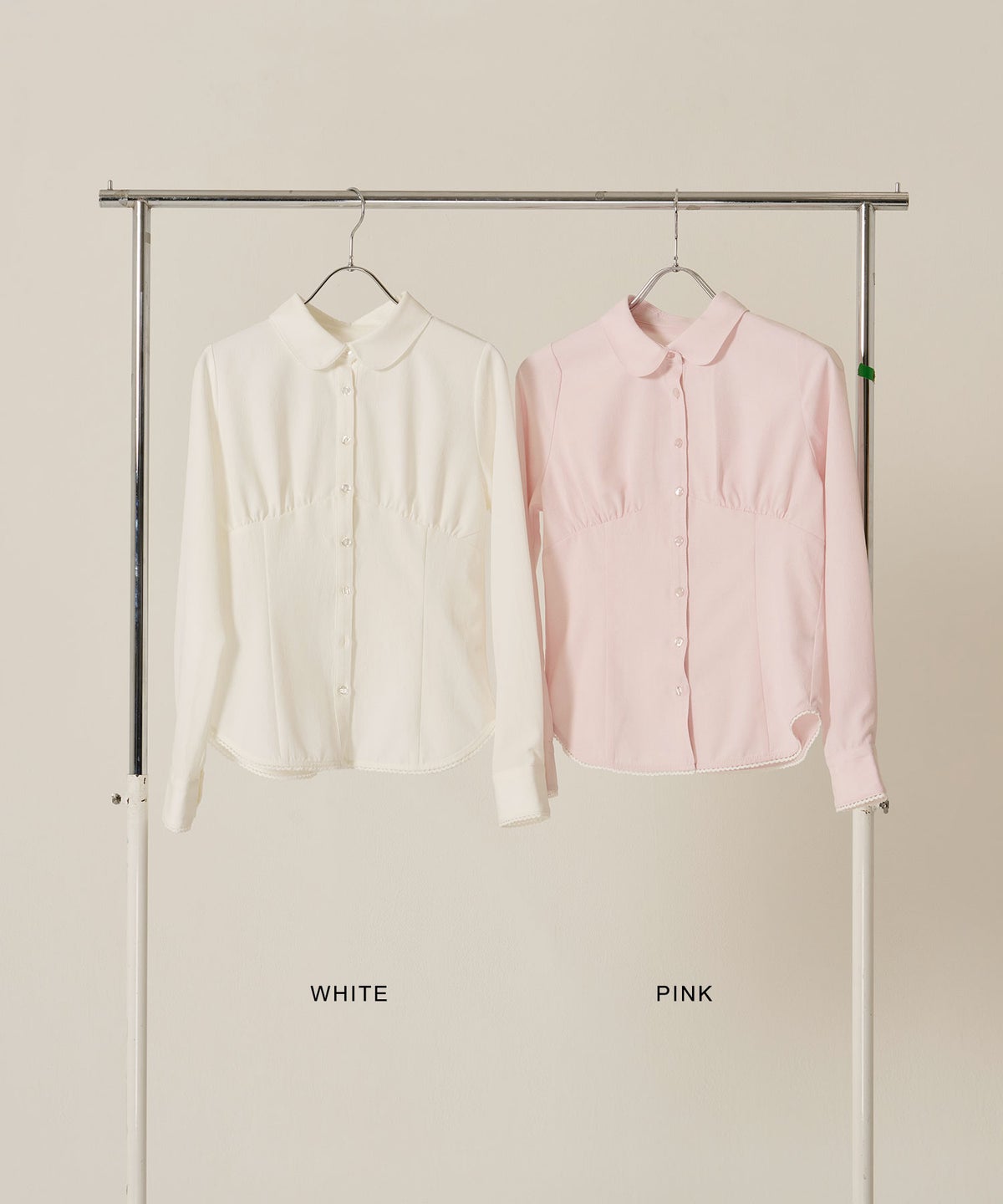 ブラウス/トップス/シャツ/ウエストシェイプ 丸襟 ブラウス TINA：JOJUN