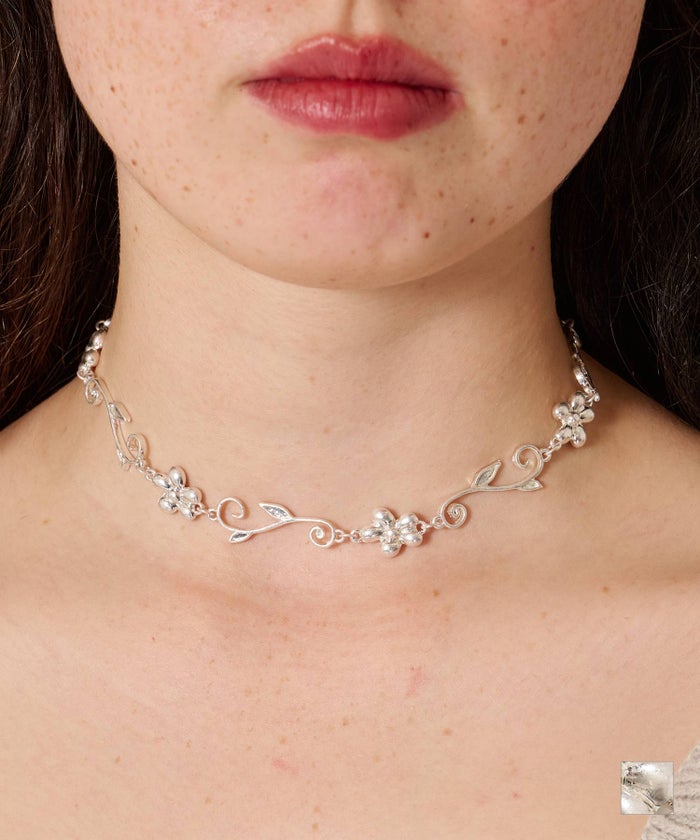 シルバー/アクセサリー/ネックレス/フラワー チョーカー TINA：JOJUN 