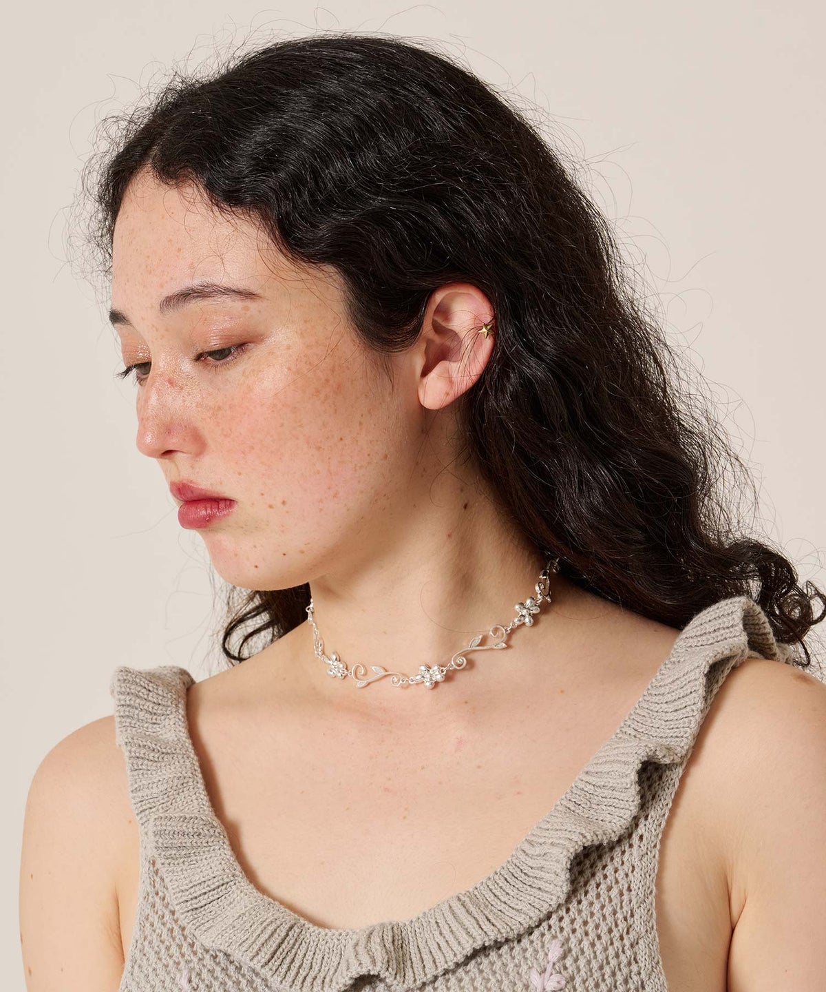 シルバー/アクセサリー/ネックレス/フラワー チョーカー TINA：JOJUN 