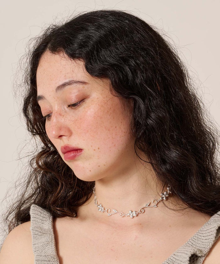 シルバー/アクセサリー/ネックレス/フラワー チョーカー TINA：JOJUN 