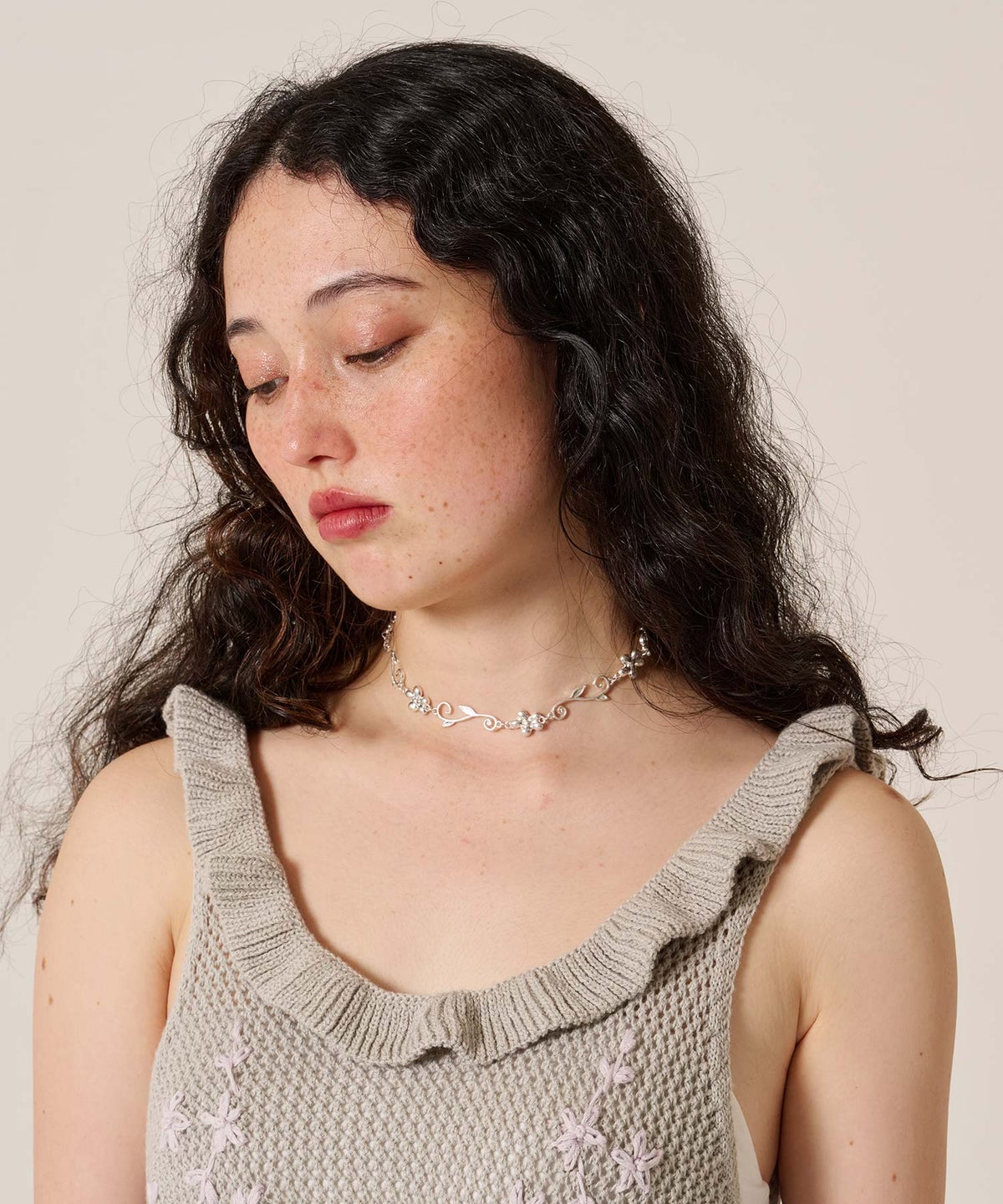 シルバー/アクセサリー/ネックレス/フラワー チョーカー TINA：JOJUN 