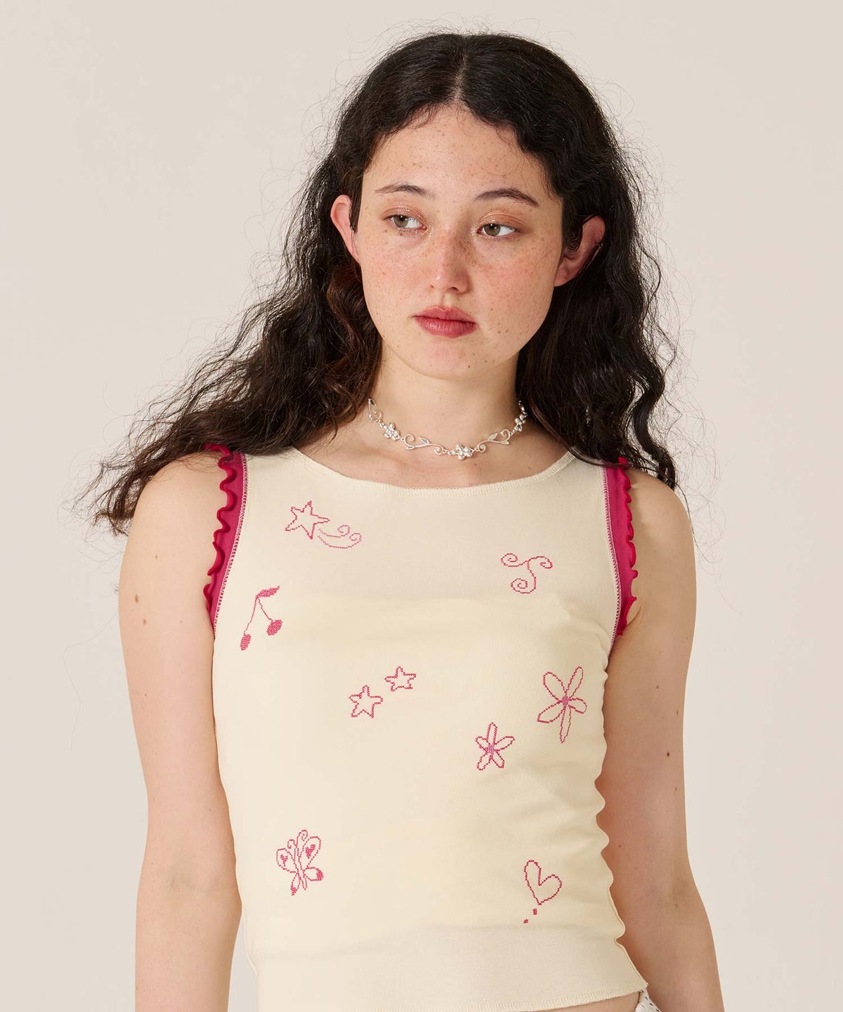 シルバー/アクセサリー/ネックレス/フラワー チョーカー TINA：JOJUN 