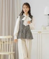 ジャケット ジレ ツイード ボタン エンブレム ミックス モノトーン 上品 エレガント フェミニン 可愛い 大人 きれいめ オケージョン 授業参観 学校行事 お宮参り