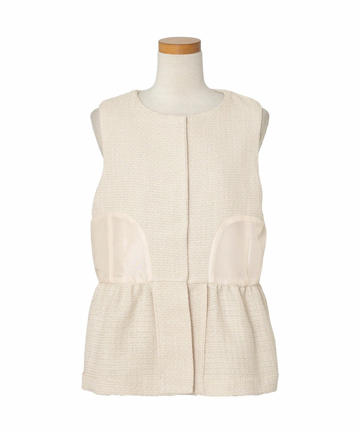 ジャケット ジレ ツイード ボタン エンブレム ミックス モノトーン 上品 エレガント フェミニン 可愛い 大人 きれいめ オケージョン 授業参観 学校行事 お宮参り