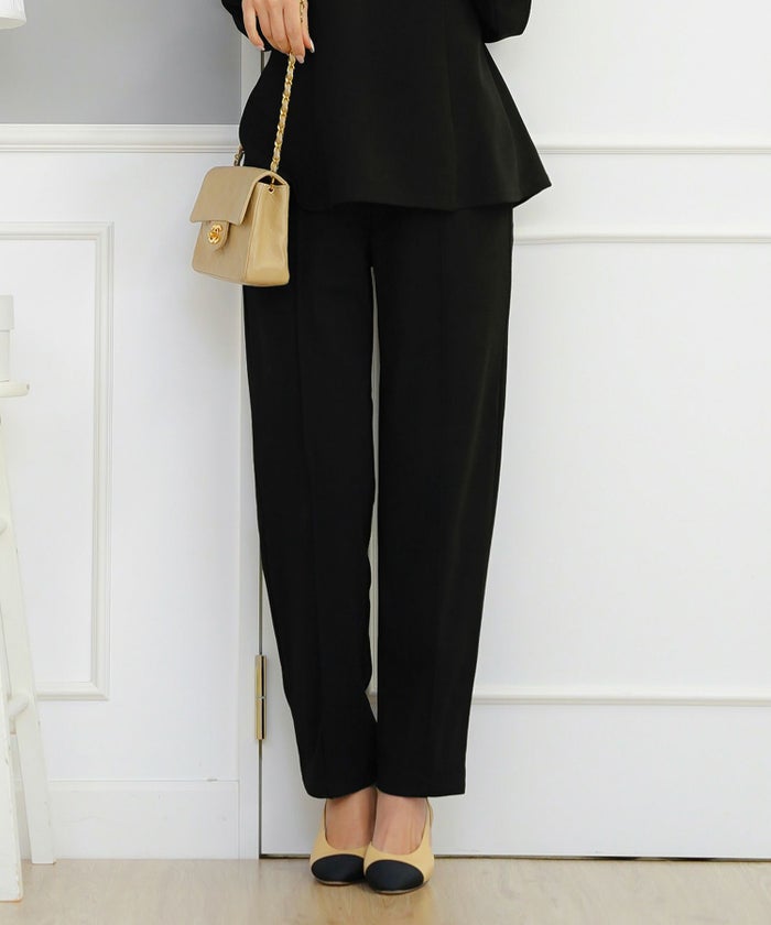 ボトムス パール 大粒 上品 テーパードパンツ ポケット ピンタック エレガント きれいめ オケージョン セットアップ 授業参観 学校行事 親子行事