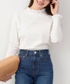 新色追加 手洗い可 オフィス 着回し かわいい 大人カジュアル きれいめ フェニミン ジョイントスペース コットンレースフリルカットソー Liala×PG