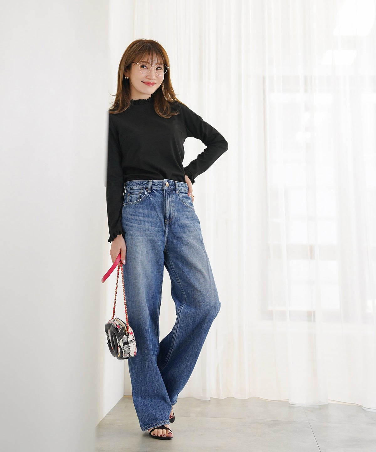 新色追加 手洗い可 オフィス 着回し かわいい 大人カジュアル きれいめ フェニミン ジョイントスペース コットンレースフリルカットソー Liala×PG
