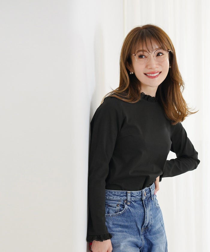 新色追加 手洗い可 オフィス 着回し かわいい 大人カジュアル きれいめ フェニミン ジョイントスペース コットンレースフリルカットソー Liala×PG