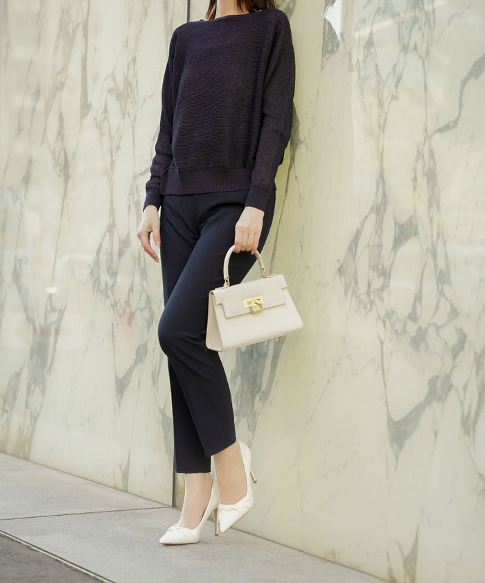 トップス ニット レディース ファッション プルオーバー かわいい きれいめ 春夏秋 白黒 ウォッシャブル ジョイントスペース