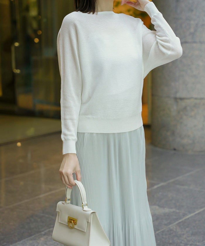 トップス ニット レディース ファッション プルオーバー かわいい きれいめ 春夏秋 白黒 ウォッシャブル ジョイントスペース