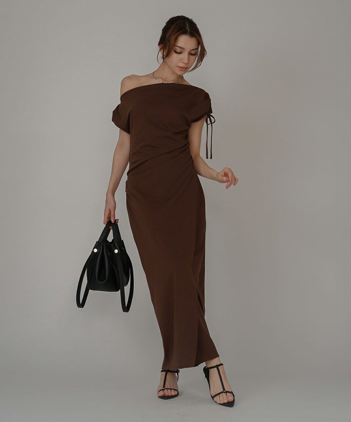 ドレープ タイトワンピース 韓国風 綺麗め 細見え カジュアル 港区 ラウンジ Iラインスカート 長め ペンシルスカート エレガント 海外系 細見え カジュアル スタイル盛れ KINO THE KEI