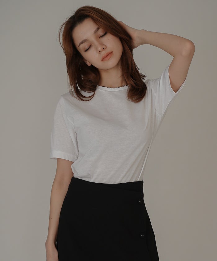 着回し インナートップス オシャレ 無地 女性らしい 韓国風 韓国系 スタイル盛れ カットソー タイトトップス 韓国風 綺麗め 細見え カジュアル KINO THE KEI