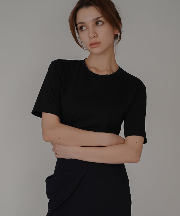 着回し インナートップス オシャレ 無地 女性らしい 韓国風 韓国系 スタイル盛れ カットソー タイトトップス 韓国風 綺麗め 細見え カジュアル KINO THE KEI