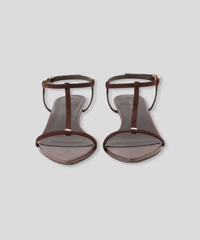 サンダル 華奢ストラップ 歩きやすい 安定感 クロス フェイクレザー ローヒール オリジナル ポインテッド メタル パーツ ストラップ サンダル KINO THE KEI