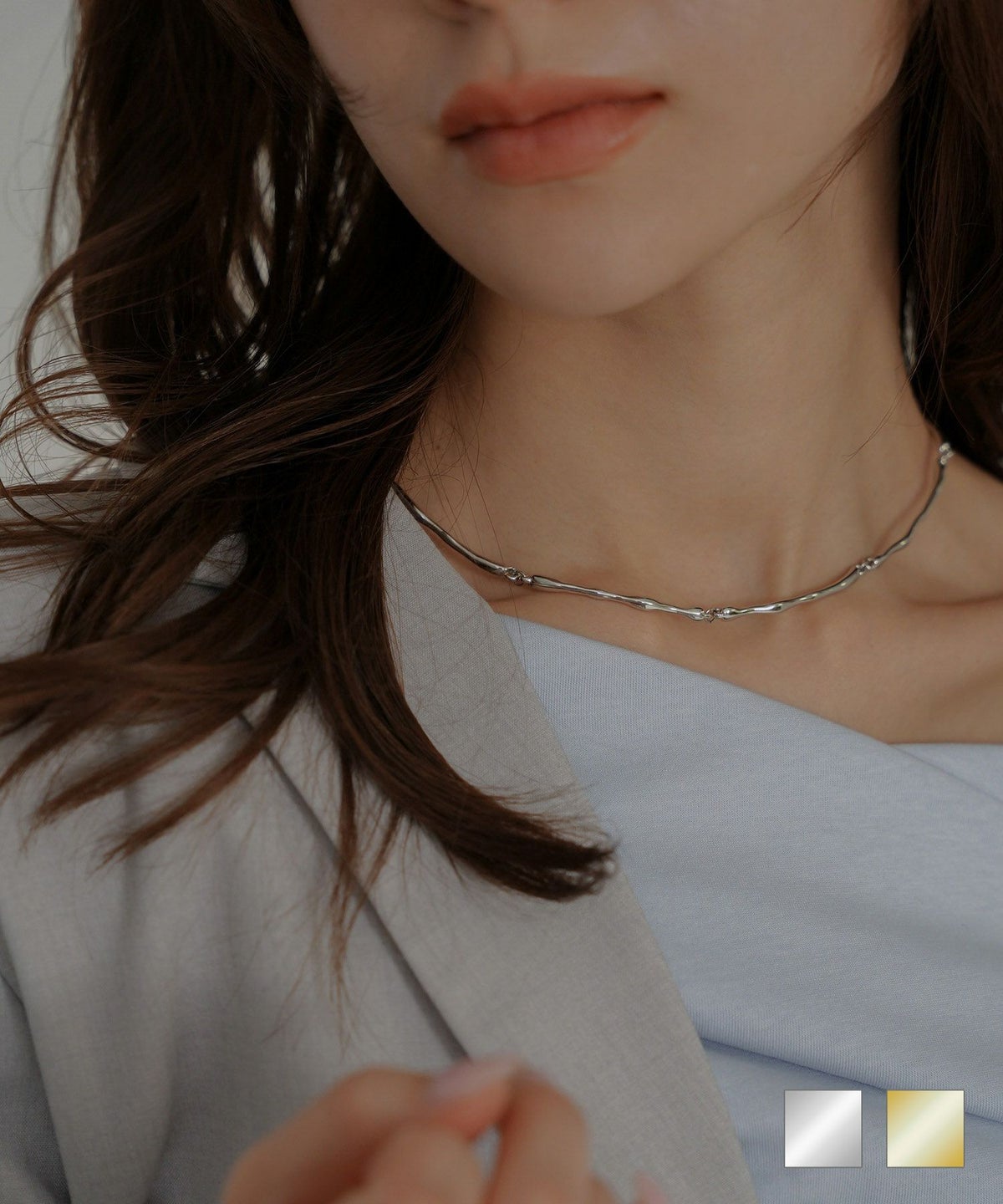 ネックレス チェーン レディース アクセサリー 肌になじむスキンジュエリー 重ね付け つけっぱなしOK 高見え 結婚式 プレゼント ギフト チョーカー シルバー ゴールド twig ネックレス KINO THE KEI