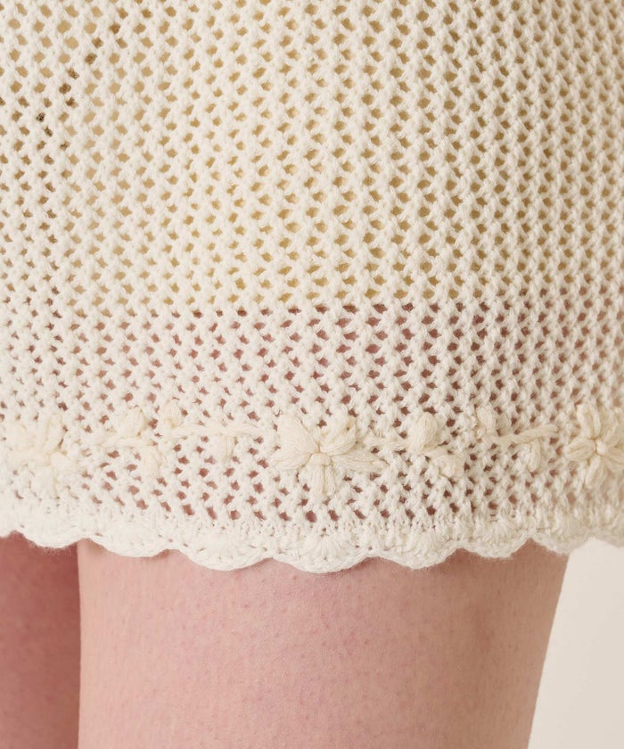 ワンピース/花/バックオープン/ハンド刺繍入り 透かし編み ニットワンピース TINA：JOJUN