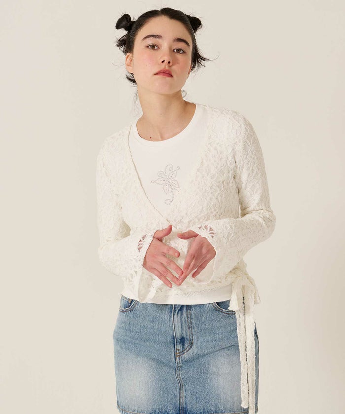 カシュクール/トップス/レース/カーディガン