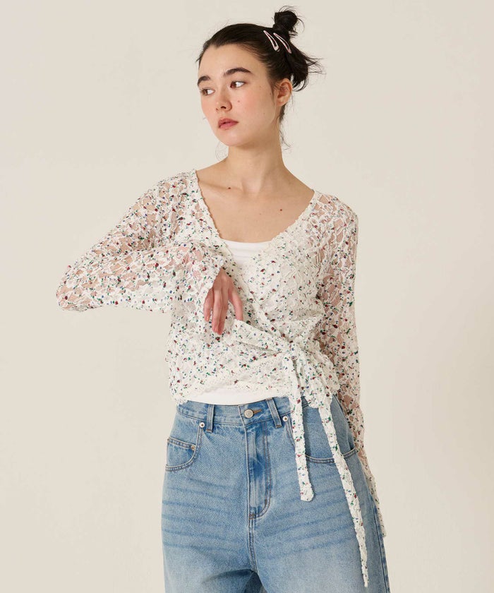 カシュクール/トップス/レース/カーディガン