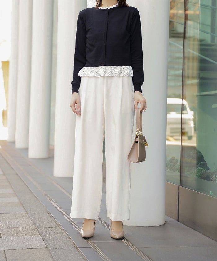 ニット トップス カーディガン レディース ファッション 肩掛け オフィス おしゃれ かわいい きれいめ 秋春 おすすめ ウォッシャブル ジョイントスペース