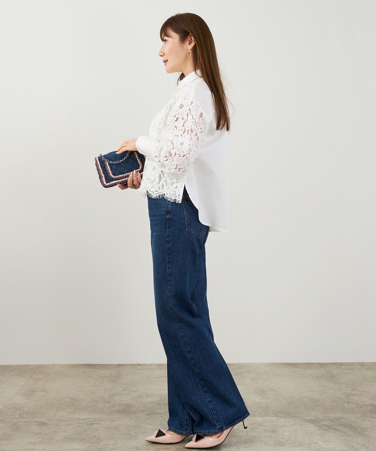 手洗い可 オフィス おしゃれ フェミニン 透け感 カフス 上品 きれいめ 大人カジュアル 長袖 襟付き ジョイントスペース