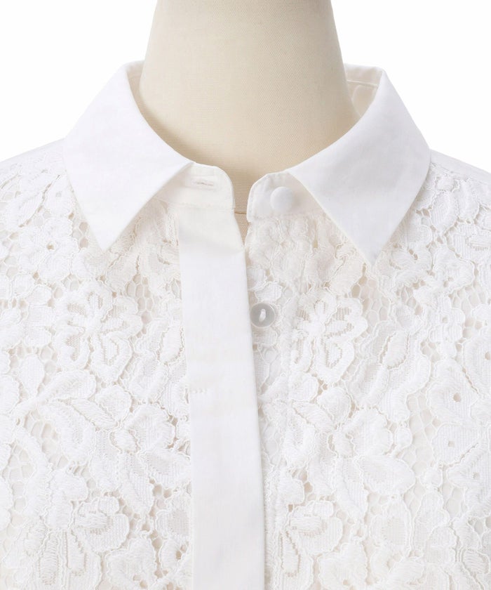 手洗い可 オフィス おしゃれ フェミニン 透け感 カフス 上品 きれいめ 大人カジュアル 長袖 襟付き ジョイントスペース