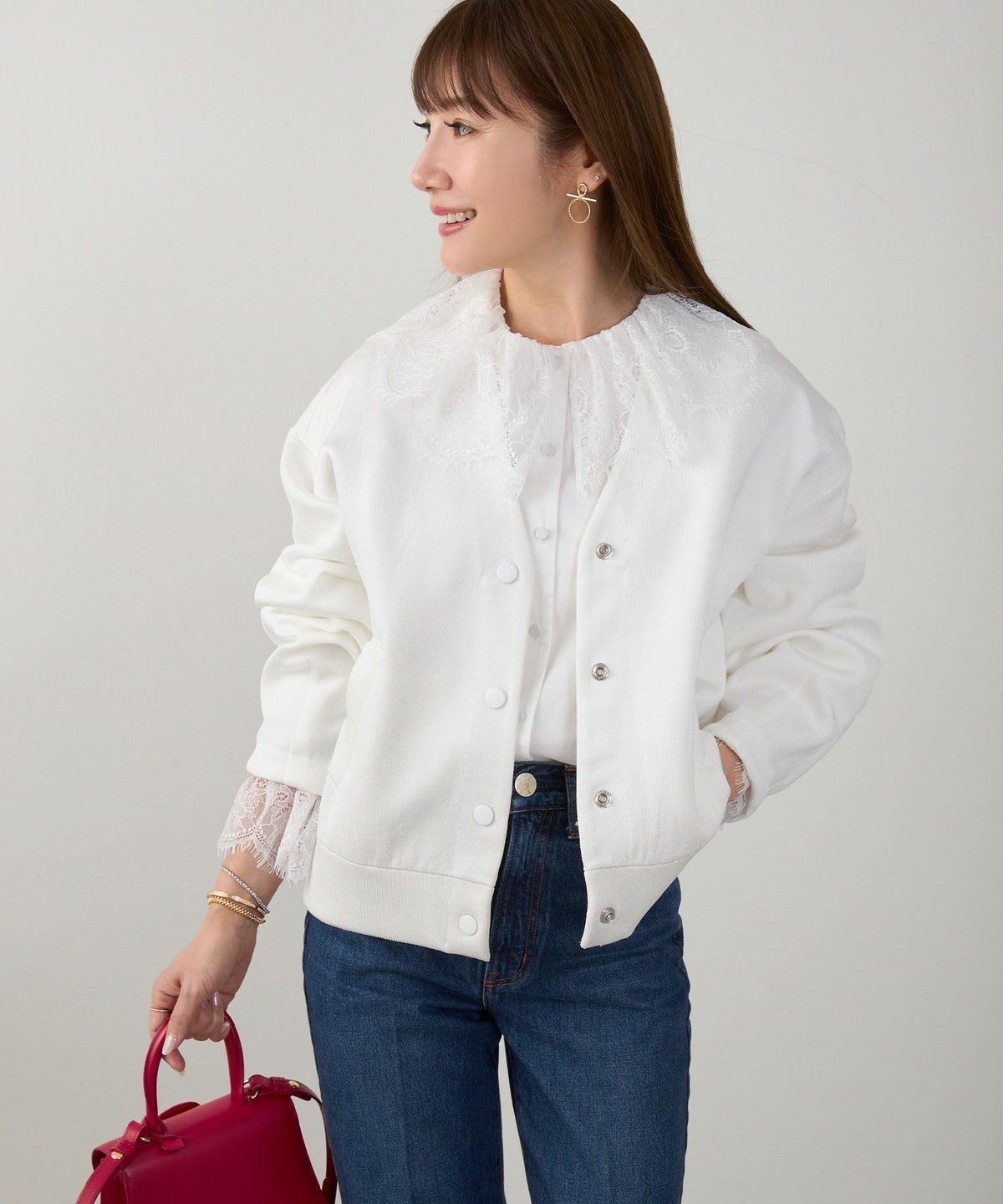 手洗い可 S/M/L 大人可愛い 上品 きれいめ オフィス 大人カジュアル フェミニン 白黒 春 ジョイントスペース