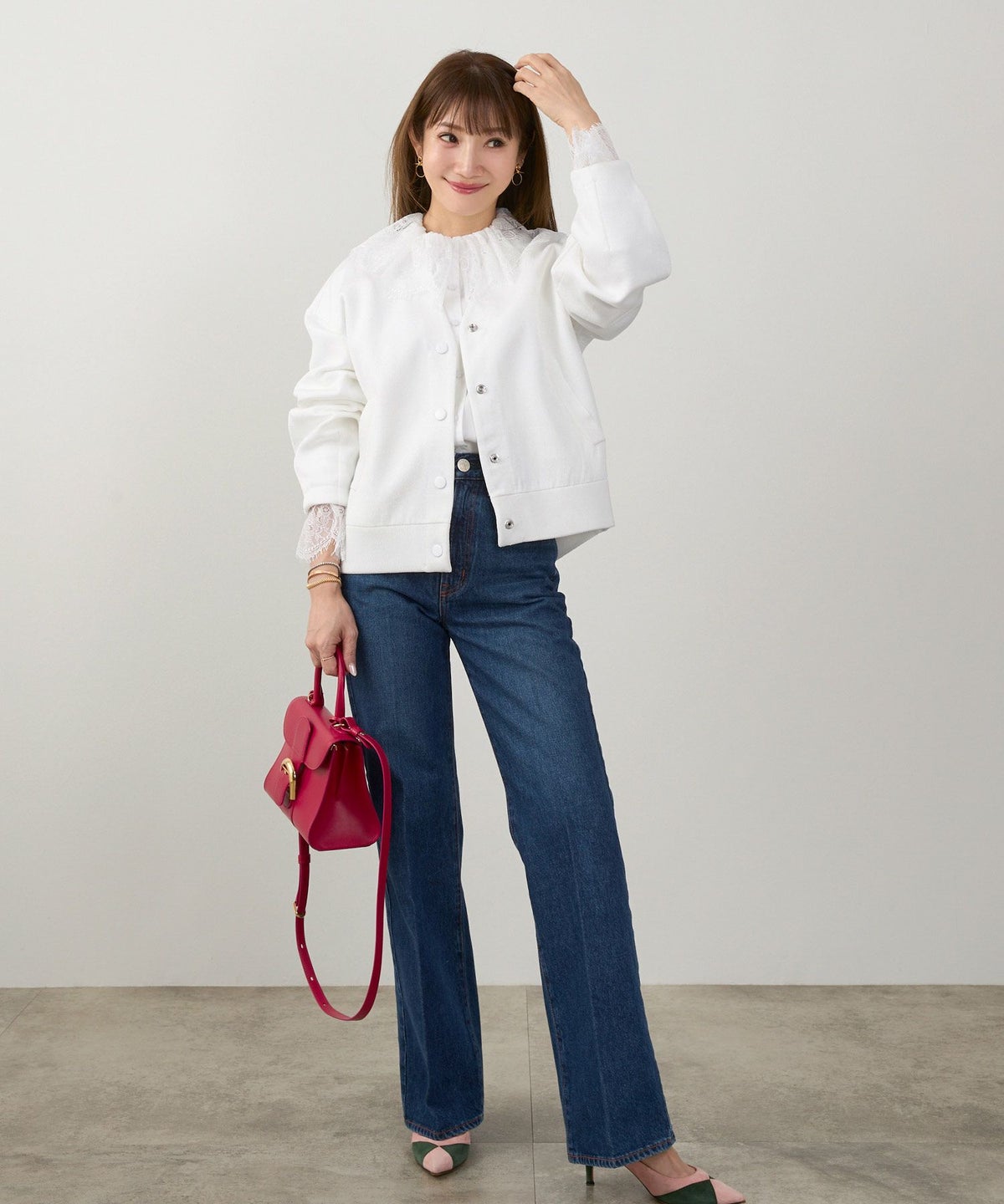 手洗い可 S/M/L 大人可愛い 上品 きれいめ オフィス 大人カジュアル フェミニン 白黒 春 ジョイントスペース