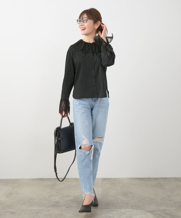 手洗い可 S/M/L 大人可愛い 上品 きれいめ オフィス 大人カジュアル フェミニン 白黒 春 ジョイントスペース