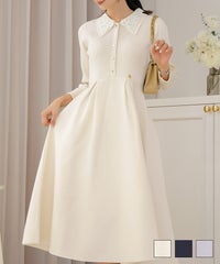 レース ダブル 襟 ニット ワンピース le reve vaniller