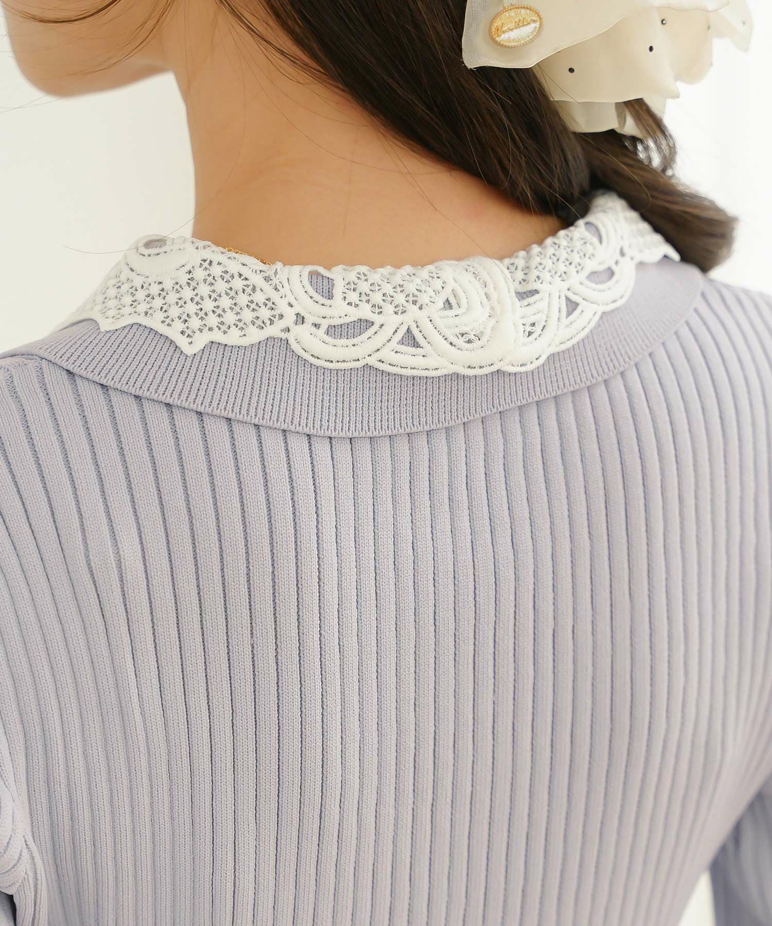 レース ダブル 襟 ニット ワンピース le reve vaniller 全3色｜lvn311