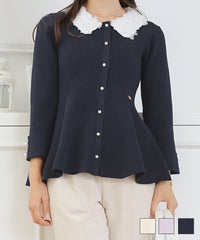 フラワー 襟付き ニット ペプラム le reve vanille