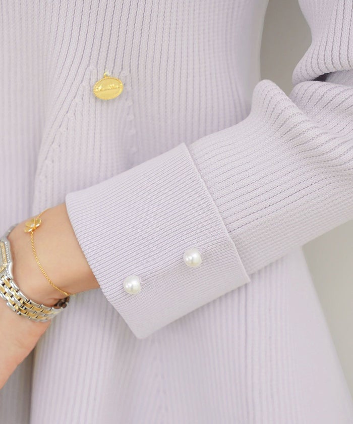 ニット トップス ペプラム 花 花襟 フラワー 長袖 春 秋 冬 きれいめ カジュアル 上品 配色