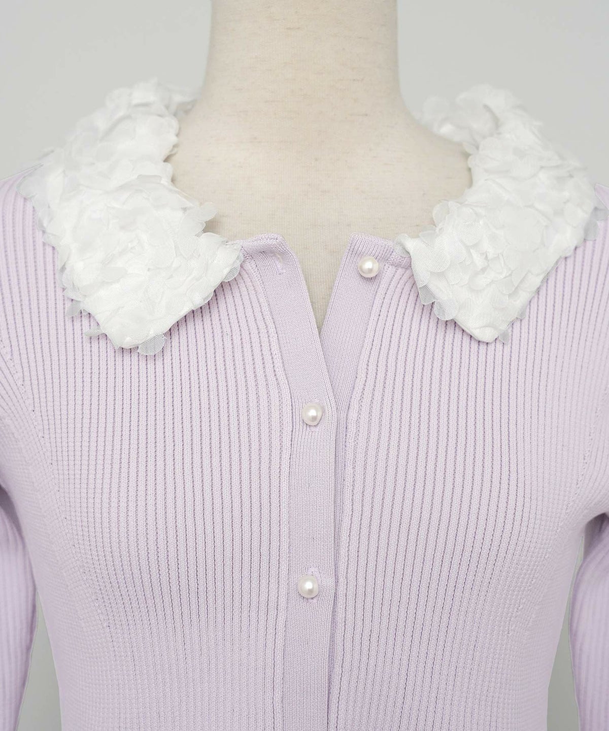 ニット トップス ペプラム 花 花襟 フラワー 長袖 春 秋 冬 きれいめ カジュアル 上品 配色