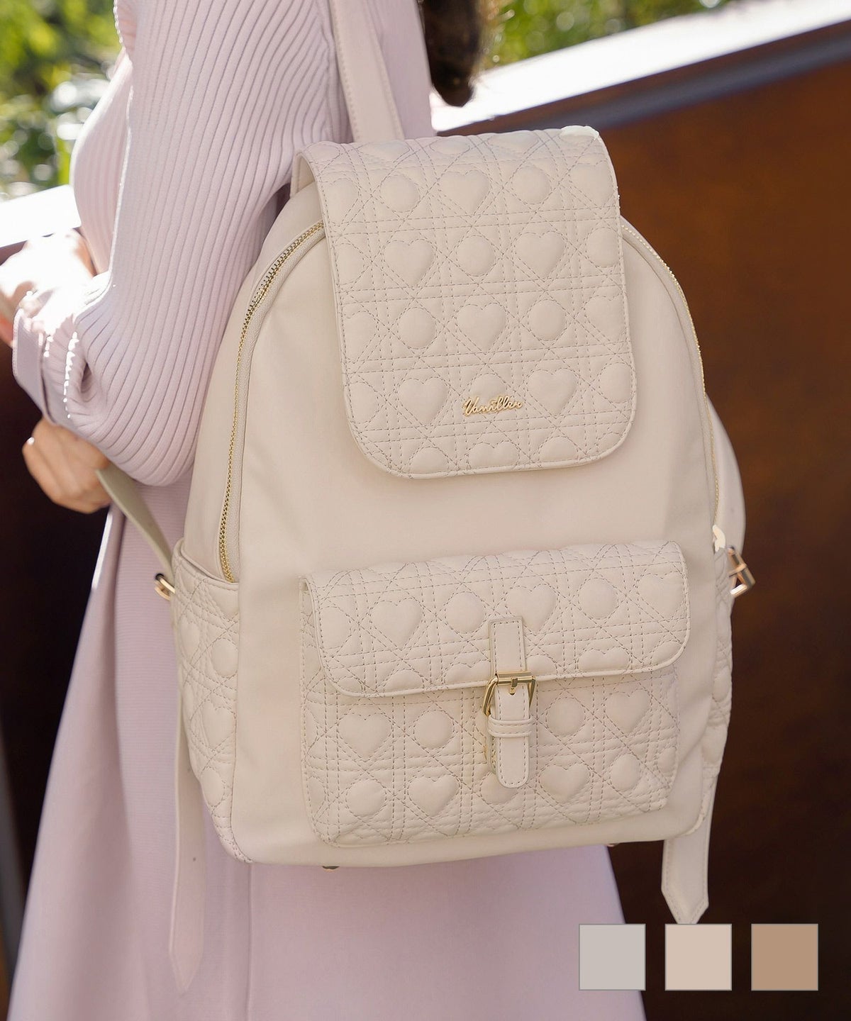 オリジナル ハート キルティング ベルトフラップ リュック le reve vaniller