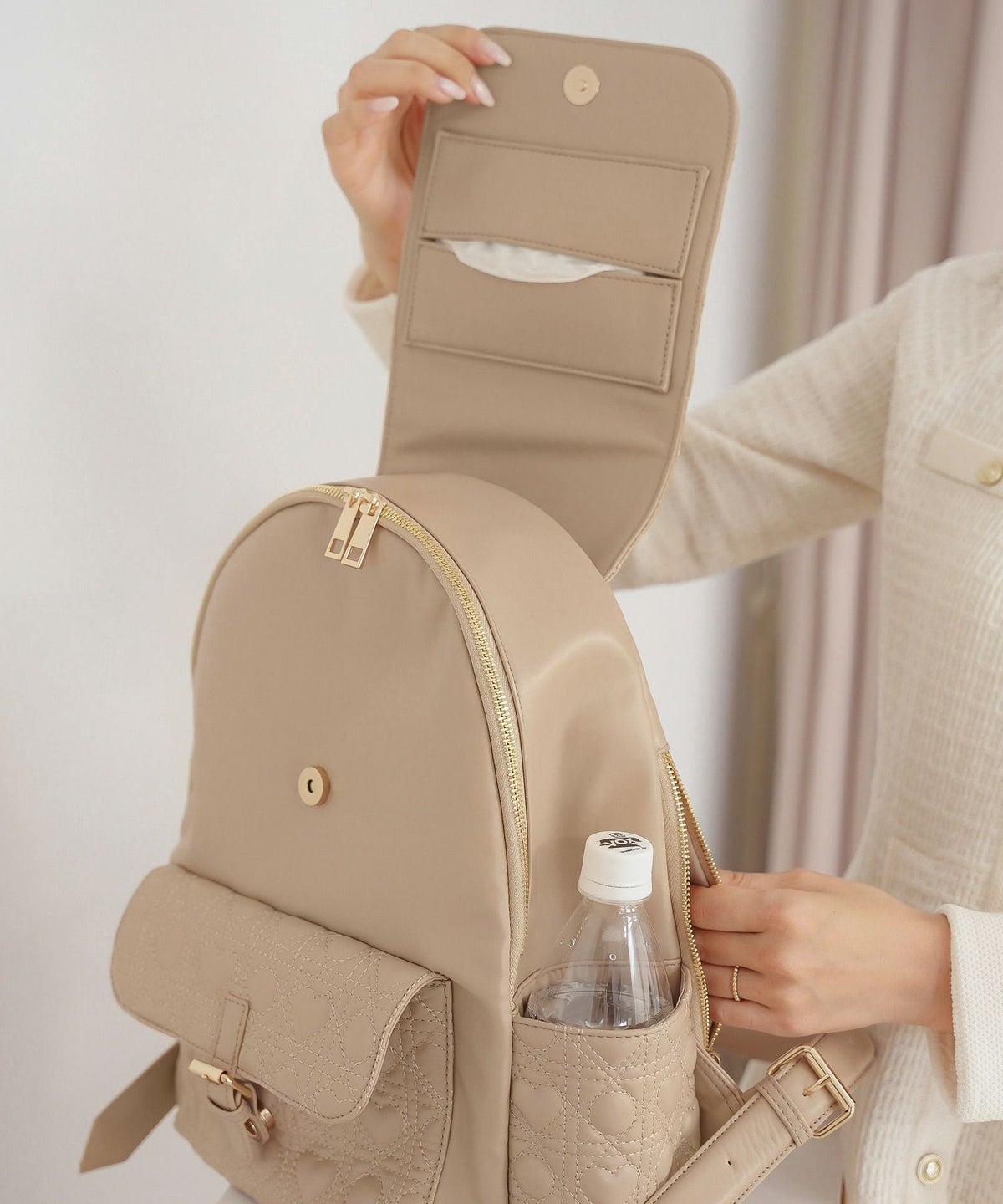 小物 バッグ リュック ハートキルティング 合皮 キルティング かわいい フェミニン 大容量 多機能 収納 お出かけ 推し活