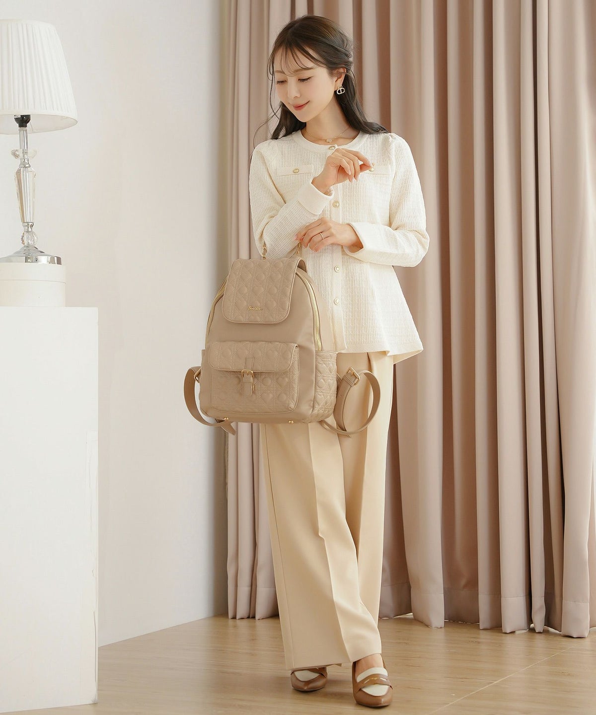 小物 バッグ リュック ハートキルティング 合皮 キルティング かわいい フェミニン 大容量 多機能 収納 お出かけ 推し活