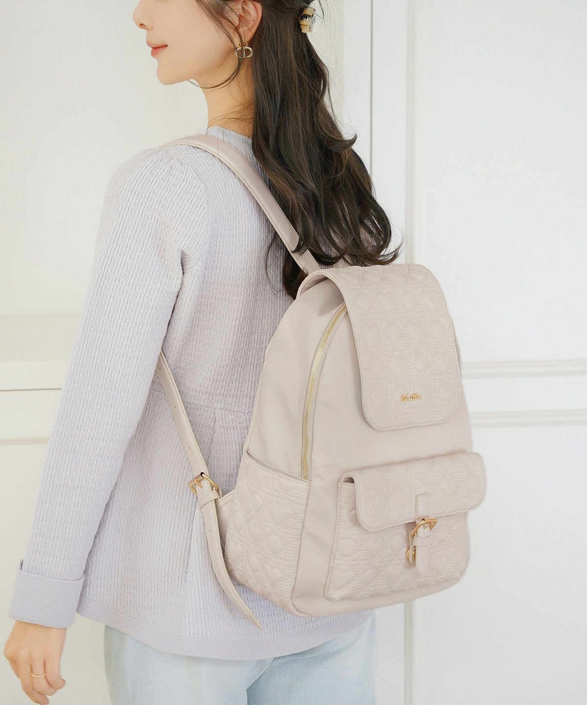 小物 バッグ リュック ハートキルティング 合皮 キルティング かわいい フェミニン 大容量 多機能 収納 お出かけ 推し活