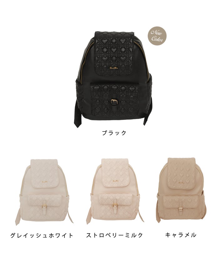 小物 バッグ リュック ハートキルティング 合皮 キルティング かわいい フェミニン 大容量 多機能 収納 お出かけ 推し活 オリジナル ハート キルティング ベルトフラップ リュック le reve vaniller