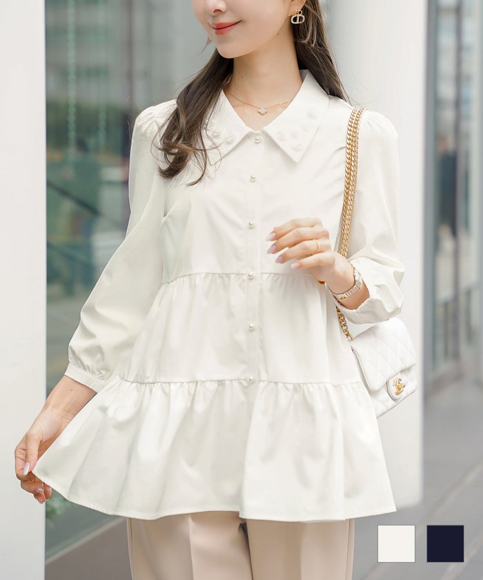 花 モチーフ ティアード ブラウス le reve vaniller