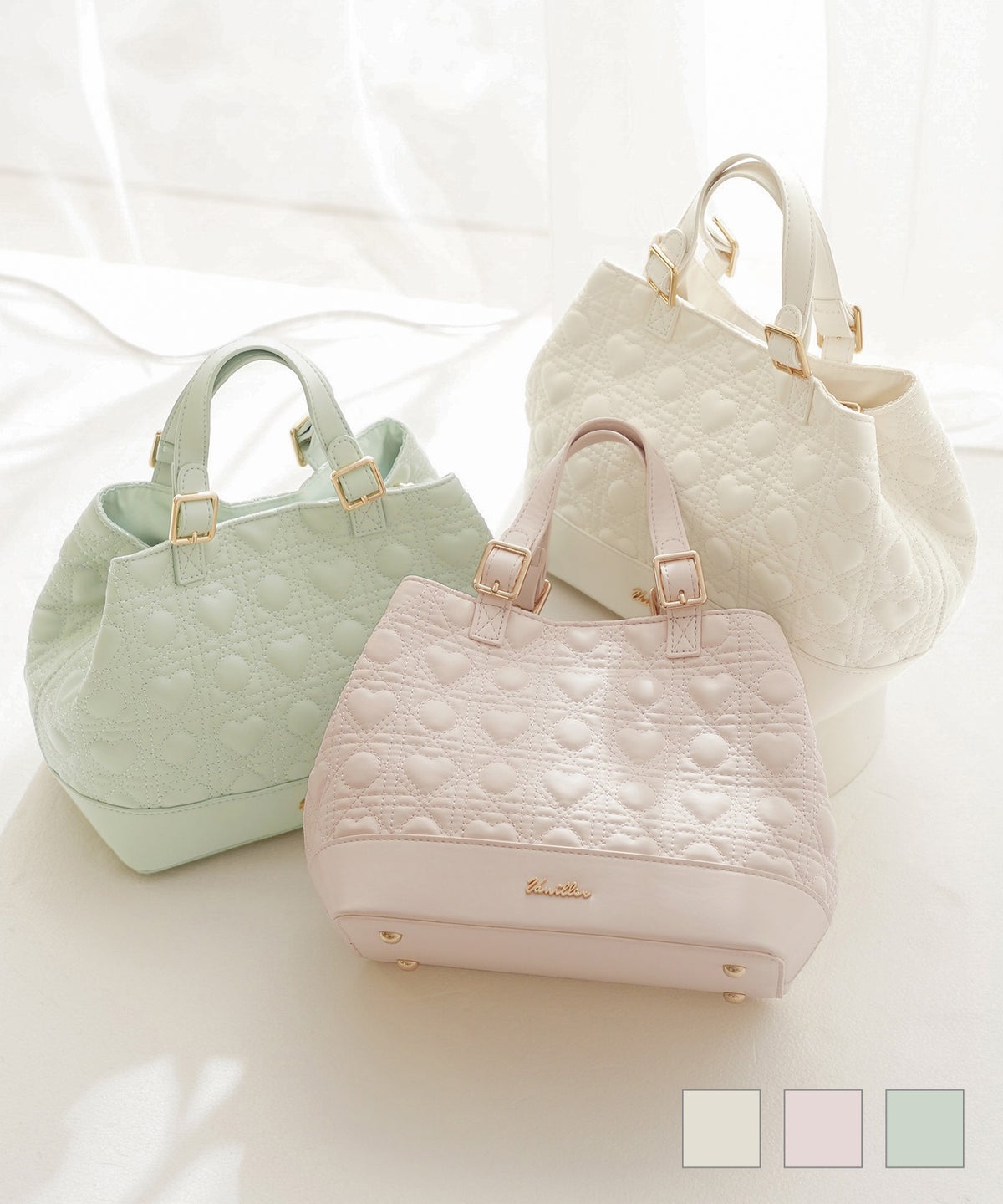  オリジナル ハートキルティング ベルトハンドル バッグ le reve vaniller