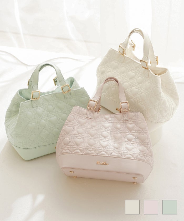  オリジナル ハートキルティング ベルトハンドル バッグ le reve vaniller