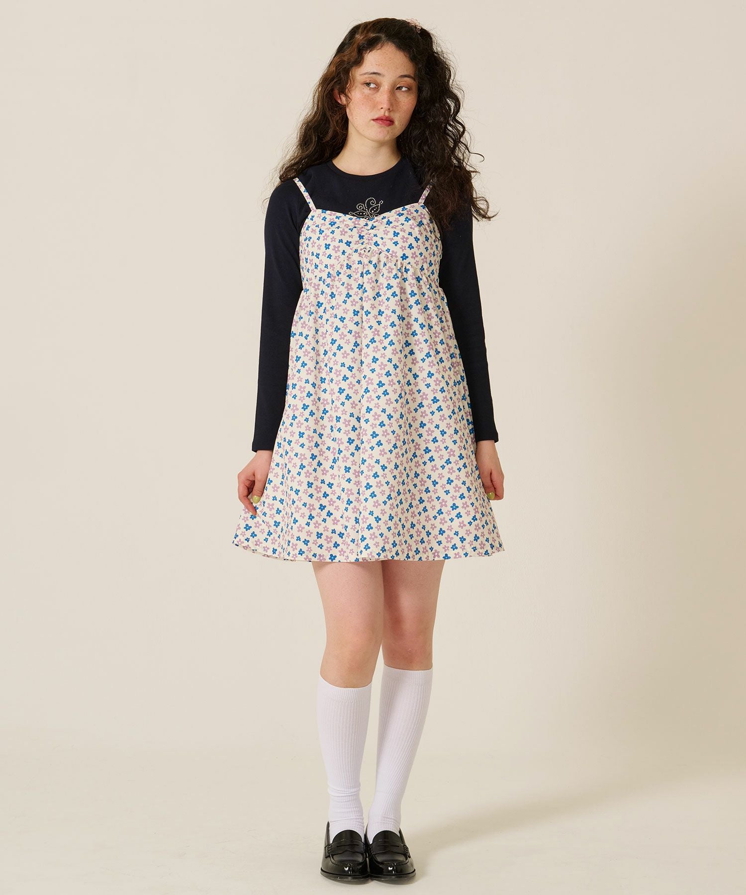 オリジナル 花柄 プリント キャミソール ワンピース TINA：JOJUN 全2色