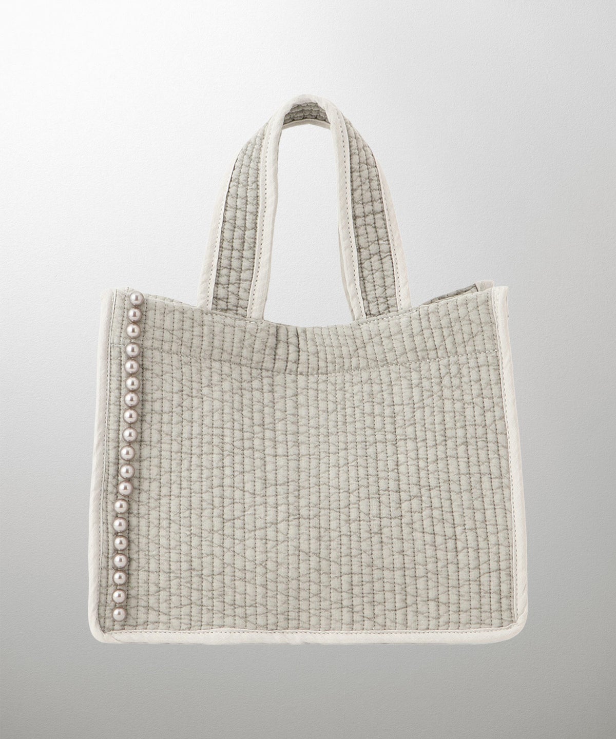 マチ付き パールトリム ヌビ バッグ スタンダード 韓国 オフィス かわいい アイボリー グレー チャコール ブラック フリー