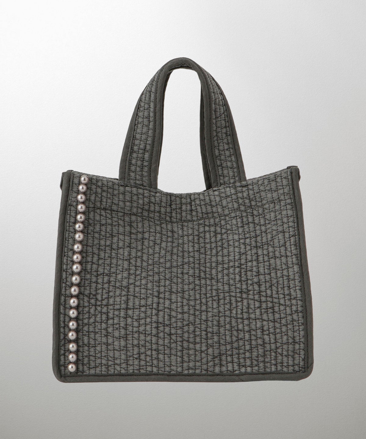 マチ付き パールトリム ヌビ バッグ スタンダード 韓国 オフィス かわいい アイボリー グレー チャコール ブラック フリー