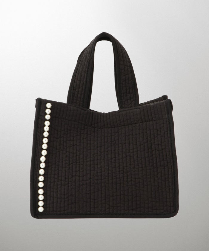 マチ付き パールトリム ヌビ バッグ スタンダード 韓国 オフィス かわいい アイボリー グレー チャコール ブラック フリー