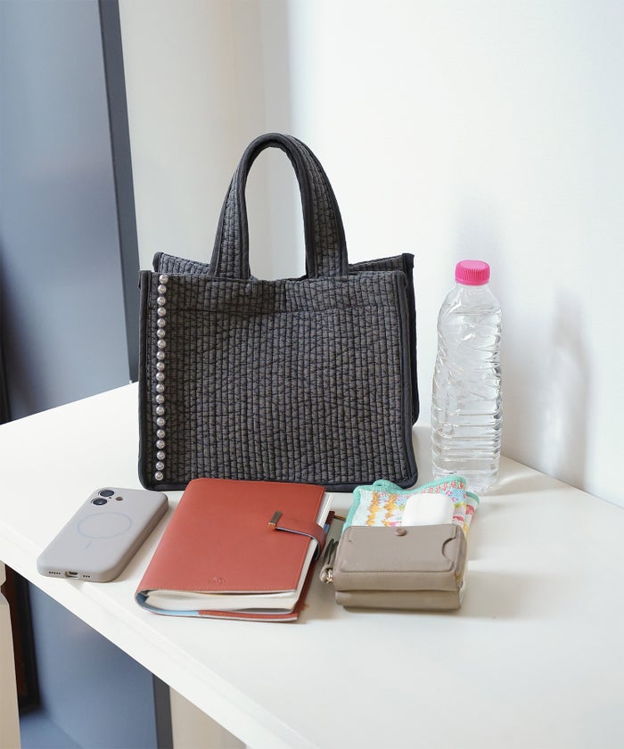 マチ付き パールトリム ヌビ バッグ スタンダード 韓国 オフィス かわいい アイボリー グレー チャコール ブラック フリー