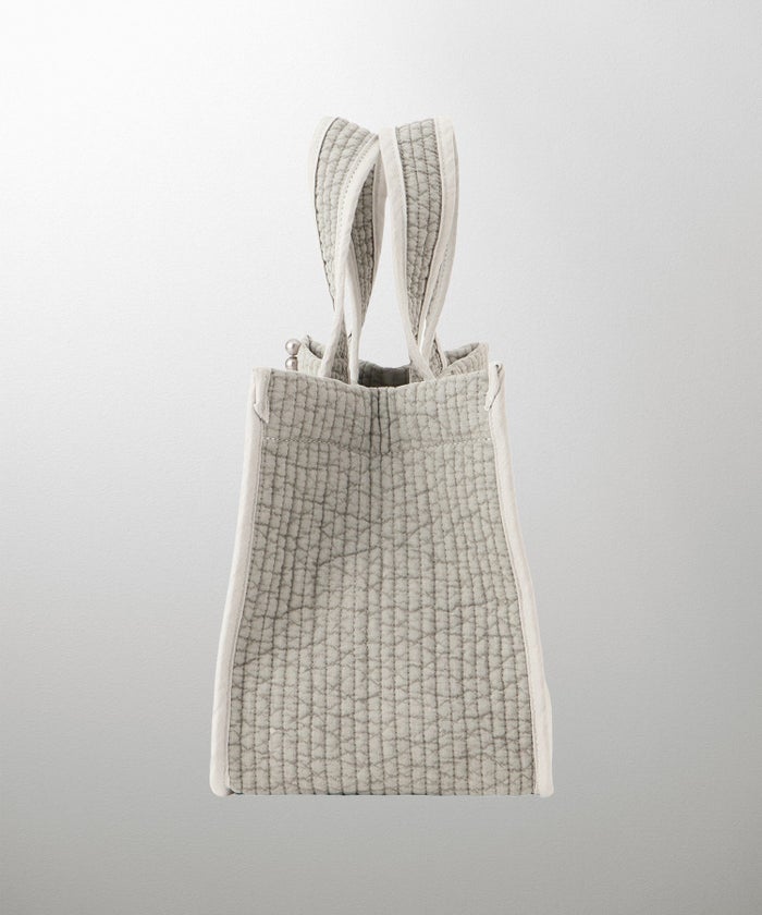 マチ付き パールトリム ヌビ バッグ スタンダード 韓国 オフィス かわいい アイボリー グレー チャコール ブラック フリー